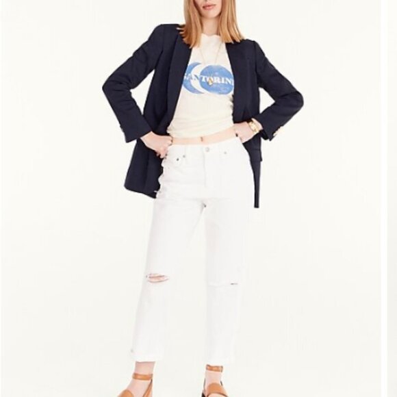 J. Crew Slouchy boyfriend jean White with distressing - Picture 1 of 8